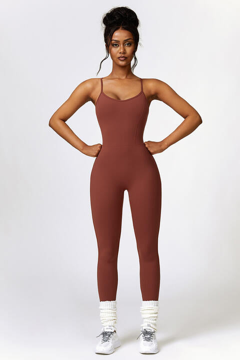 “The Pleasure Bae” Open Back Spaghetti Strap Sports Jumpsuit