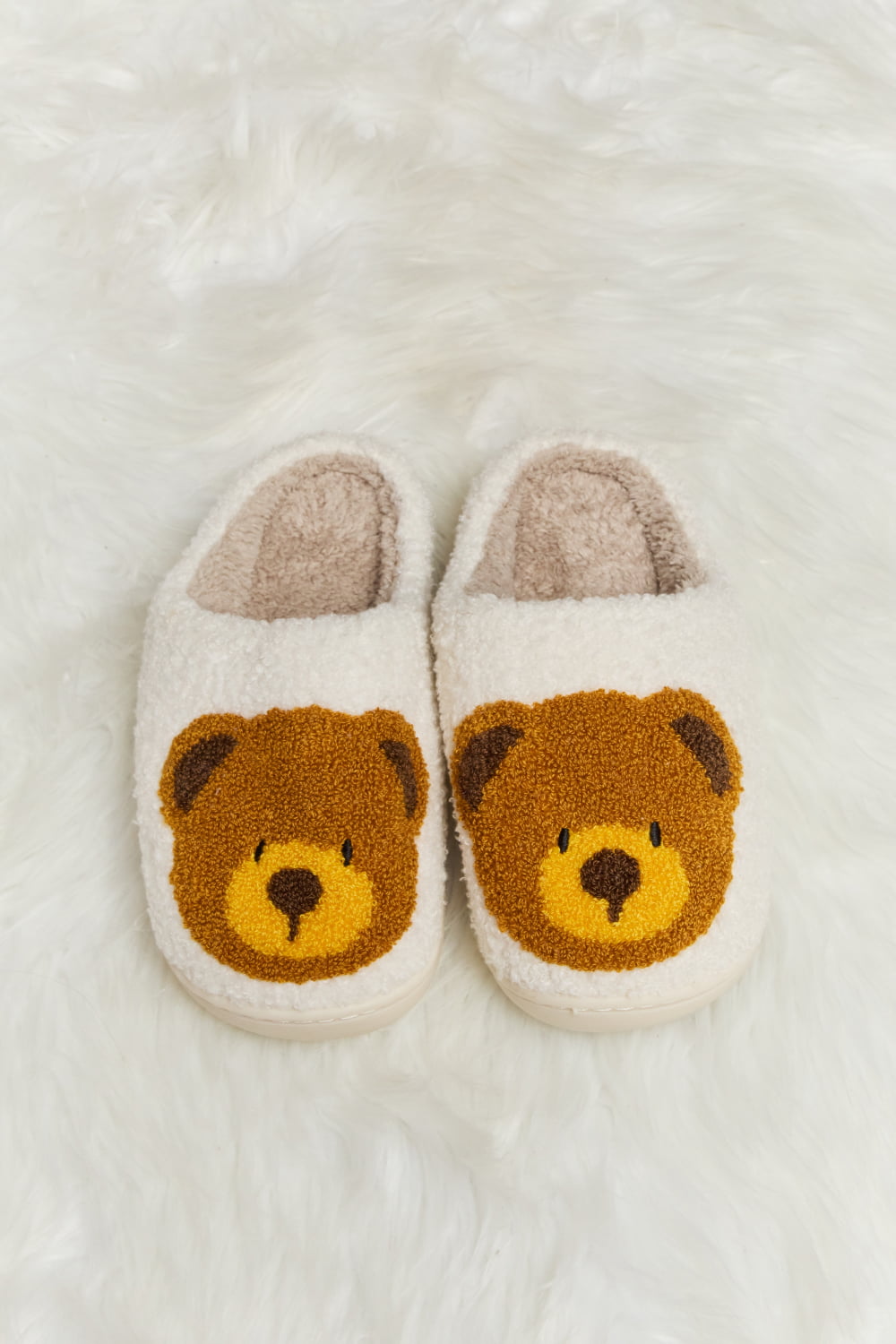 “The Teddy Bear” Print Plush Slide Slippers