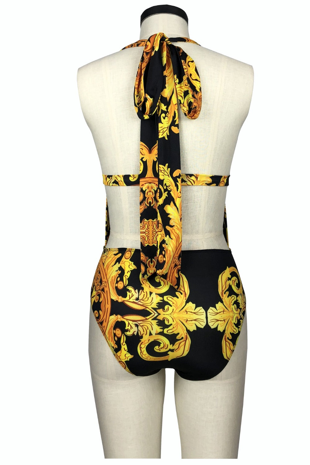 “The V Pool Party” Printed Plunge One-Piece and Cover Up Swim Set