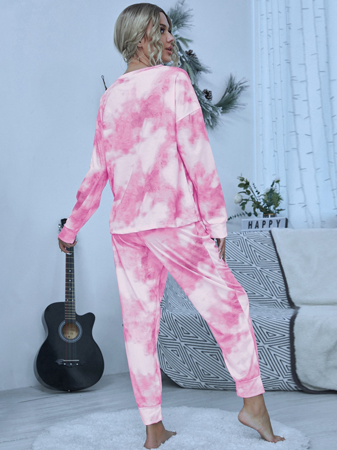 “The Guild” Tie-Dye Round Neck Top and Pants Lounge Set