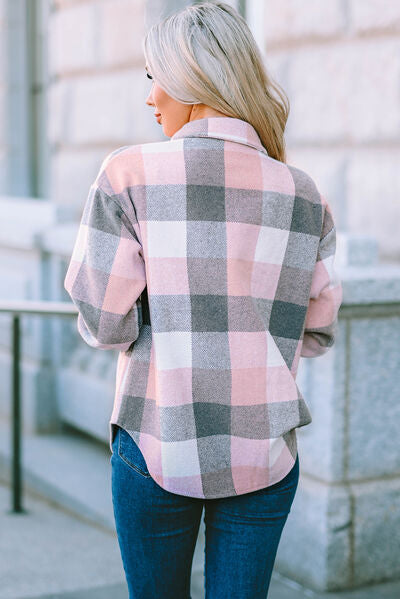 “The Range” Plaid Button Up Dropped Shoulder Jacket