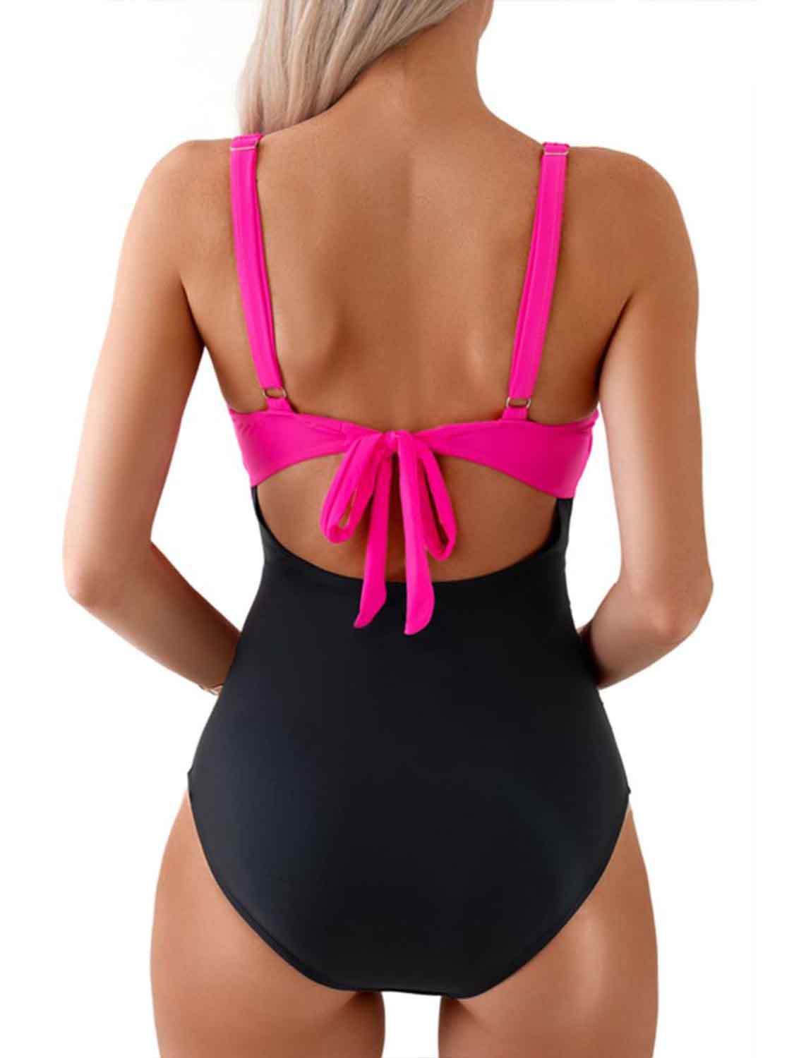 “The Control Freak” Tied Cutout Contrast One-Piece Swimwear