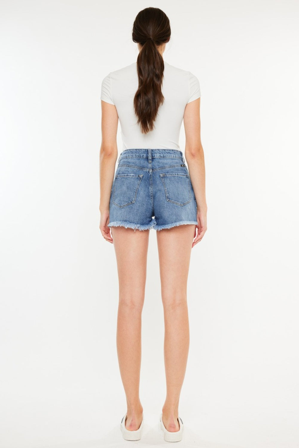 “The Kansan” Distressed Raw Hem High Waist Denim Shorts