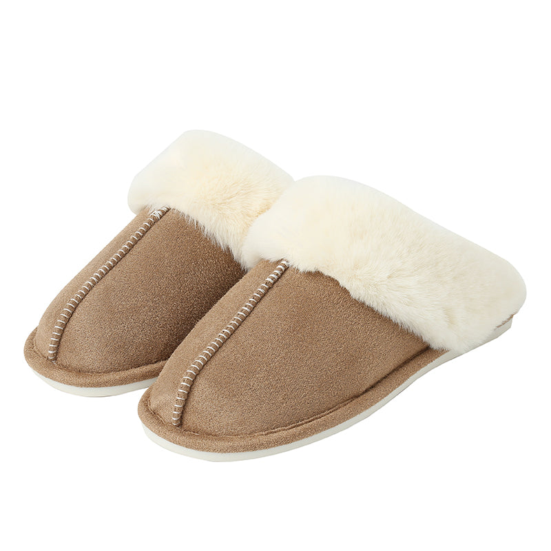 “The Cream Toe” Faux Suede Center Seam Slippers